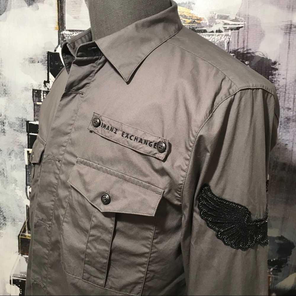Armani Exchange Utility Patch Button Down Shirt